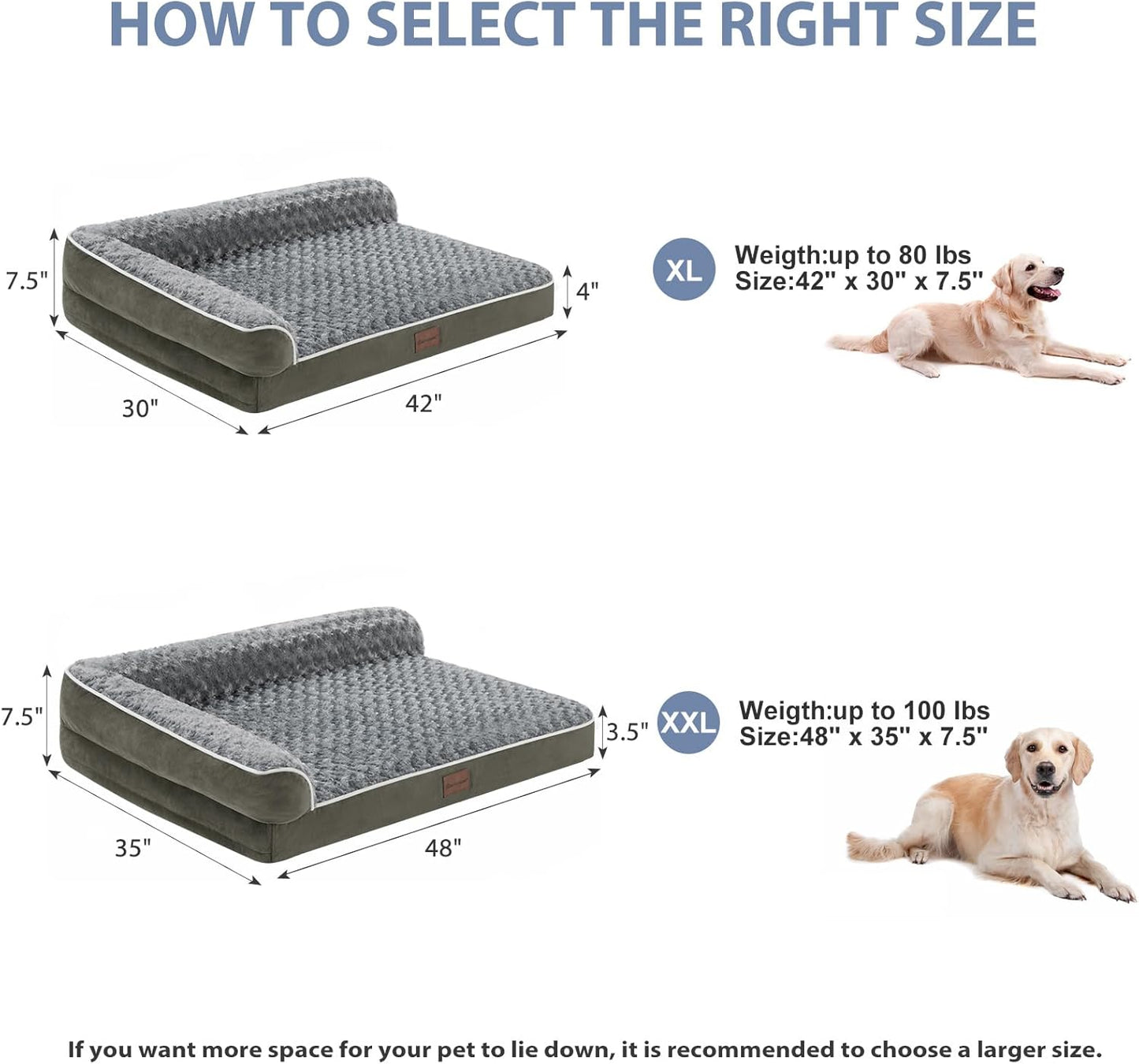 BFPETHOME Orthopedic Dog Beds for Large Dogs-Waterproof Sofa Pet Bed with Removable Washable Cover, Big Dog Bed with Waterproof Lining and Nonskid Bottom,Pet Bed for Large Dogs