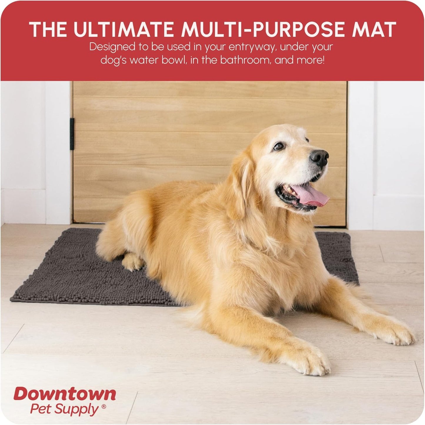 My Doggy Place Microfiber Dog Mat for Muddy Paws, 36" x 26" Ash - Absorbent and Quick-Drying Dog Paw Cleaning Mat, Washer and Dryer Safe - Non-Slip Rubber Backed Dog Floor Mat, Large