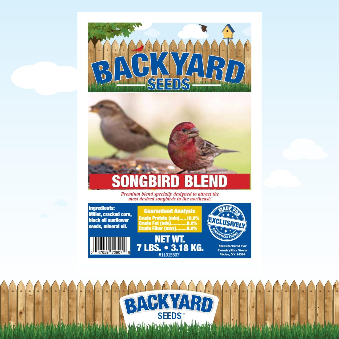 Backyard Seeds Songbird Blend Mixed Bird Seed - Attracts Bluebirds, Cardinals, Chickadees (7 Pounds)
