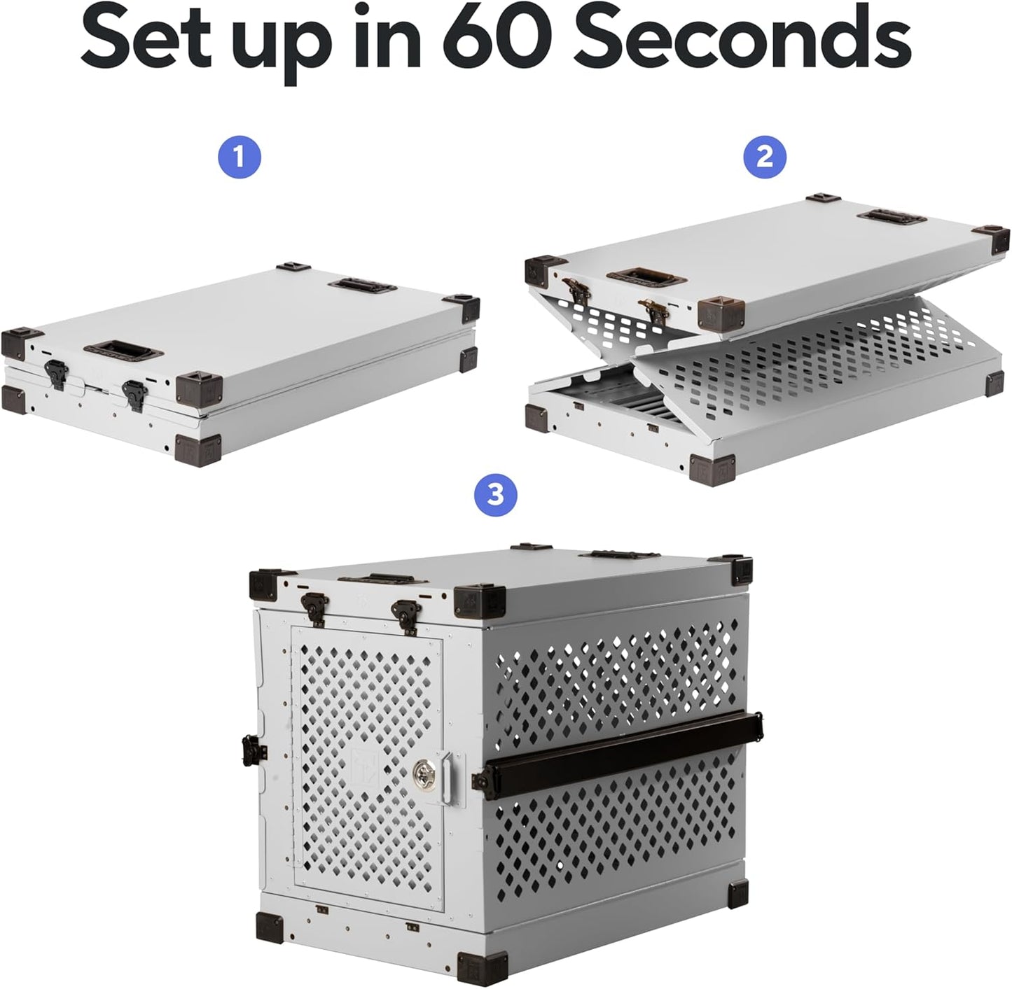 Impact Collapsible Dog Crate - Foldable Hard Crate for XXL Dogs - Heavy Duty Travel Kennel with Powder-Coated Aluminum - Quick Setup for Indoor & Outdoor (Gray, 48" (48" L x 27" W x 33" H))