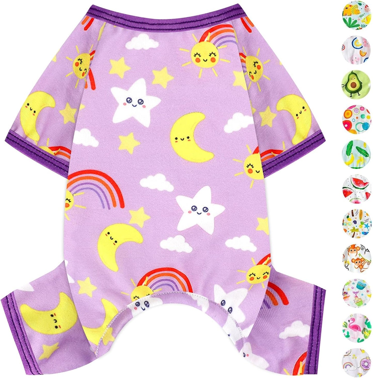 Dog Pajamas Pjs Spring Summer Dog Clothes for Small Dogs Girl - Boy - Small Size Dogs, Soft Stretchy Puppy Clothes Doggie Onesies Cat Pet Jammies Outfit, Star Purple, XS