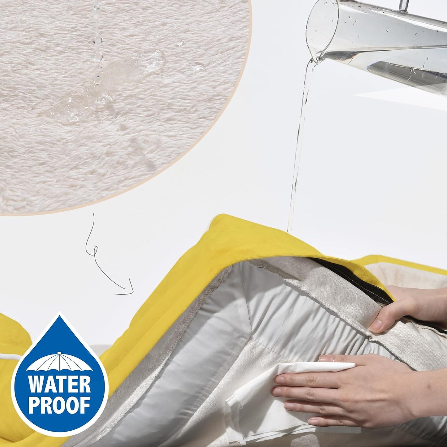 Comfort Expression Medium Dog Beds Waterproof Orthopedic Foam Dog Sofa Beds for Medium Large Dogs Comfy Pet Bed with Washable Removable Cover & Non-Slip Bottom(Medium,Spicy Mustard)