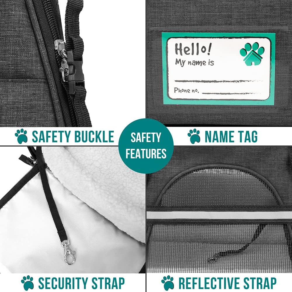 PetAmi Airline Approved Soft Sided Dog & Cat Carrier, Ventilated Pet Carrying Bag - Medium/Large, Heather Dark Gray