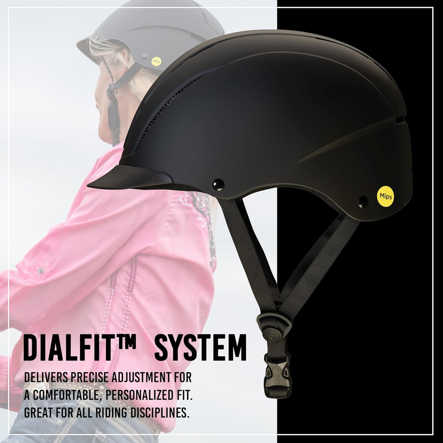 Troxel Spirit MIPS Technology Full Coverage Horse Riding Helmet, Horseback Riding Gear for Equestrians, Extra Small/Youth (6-1/4-6-1/2), Black Duratec