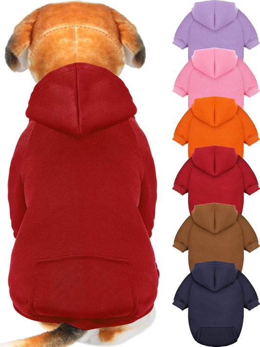 6 Pieces Dog Hoodie Dog Clothes Sweaters with Hat, Pet Winter Clothes Warm Hoodies Coat Sweater for Small Dogs Chihuahua(S)
