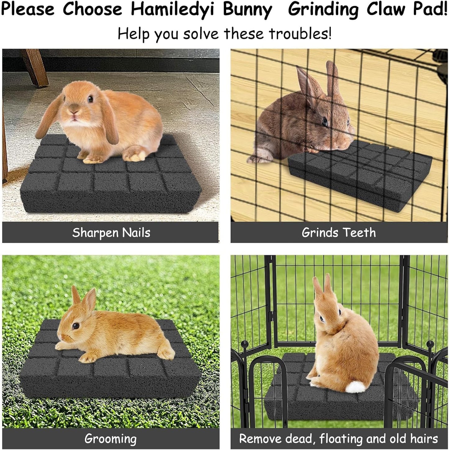 Hamiledyi 4PCS Rabbit Scratching Pads Bunny Lava Grinding Claw Pads Small Animal Foot Pads Hamster Scratch Board Chew Toys for Gerbil Chinchilla Hedgehog Guinea Pig Cage Accessories