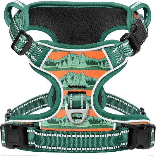 Timos No Pull Dog Harness,No Choke Front Clip Dog Reflective Harness,Adjustable Soft Padded Pet Vest with Easy Control Handle for Medium Dogs,Wilderness,M