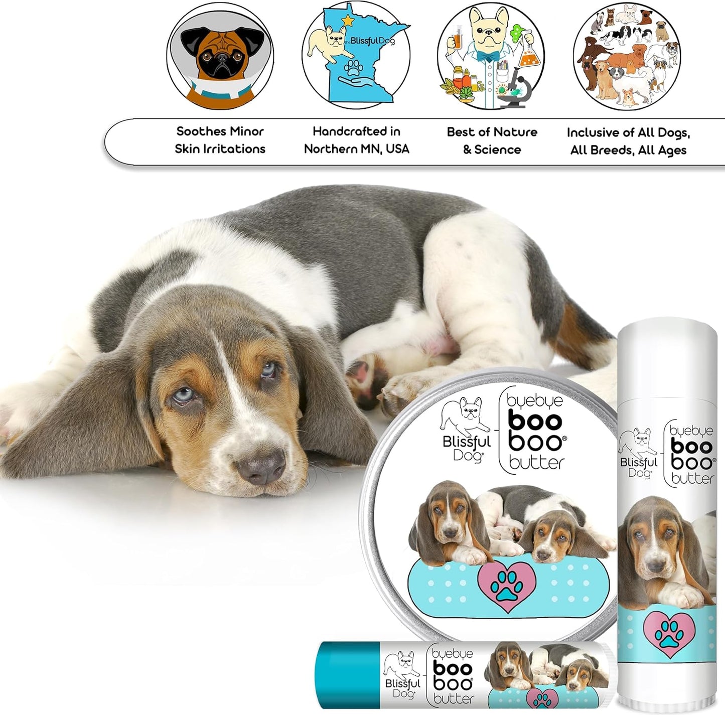 The Blissful Dog 2 oz TIN Basset Hound Booboo Butter
