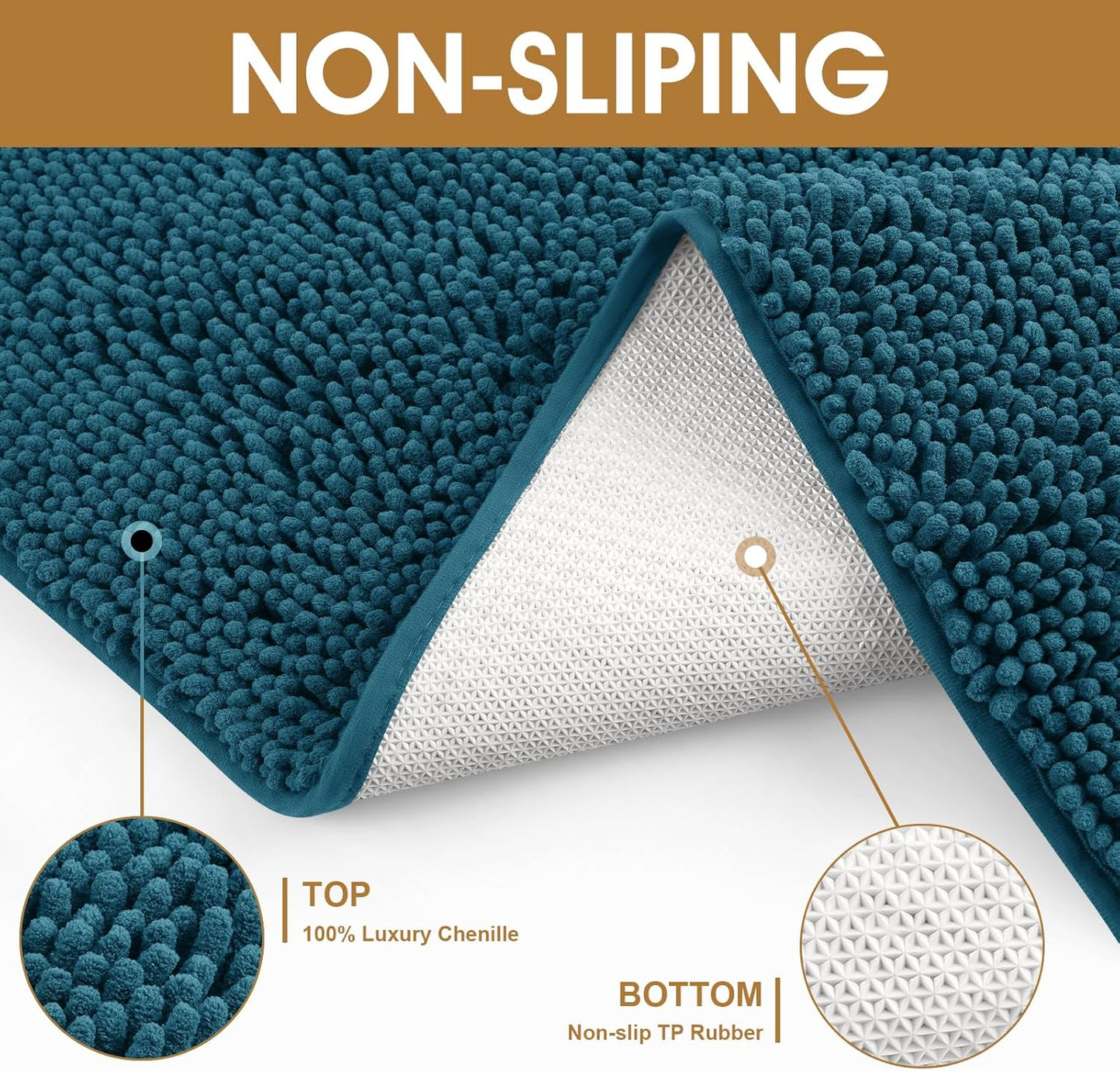 IM HOME Dog Door Mats for Muddy Paws, Chenille Absorbent Door Mats, Non Slip Heavy Mud Mat for Dogs, Soft Indoor Door Mat for Entryway, Mud Paws, Inside Floor,36" X 24", Teal Blue