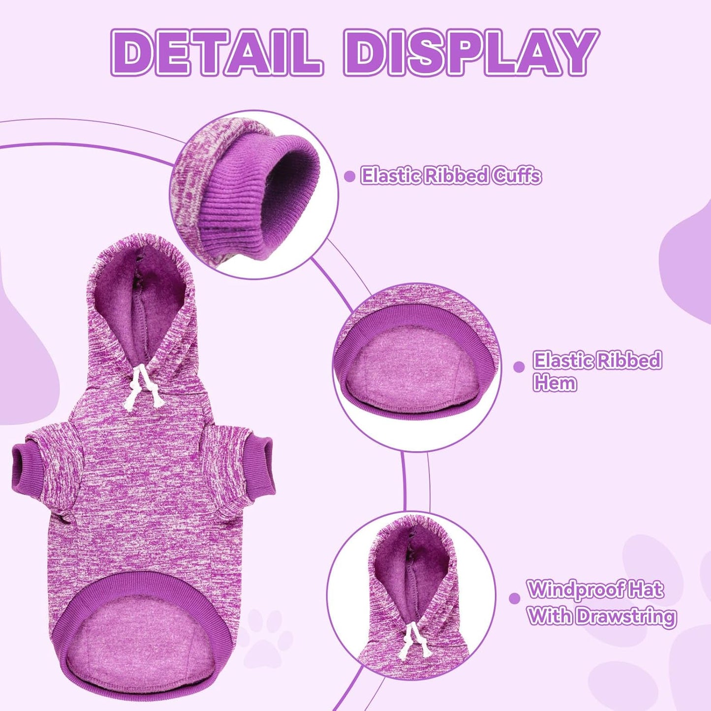 Dog Sweaters for Large Dogs Hoodie Fleece Dog Sweater Soft Clothes Sweatshirt with Pocket Hoodie for Large Dogs(Purple&L)