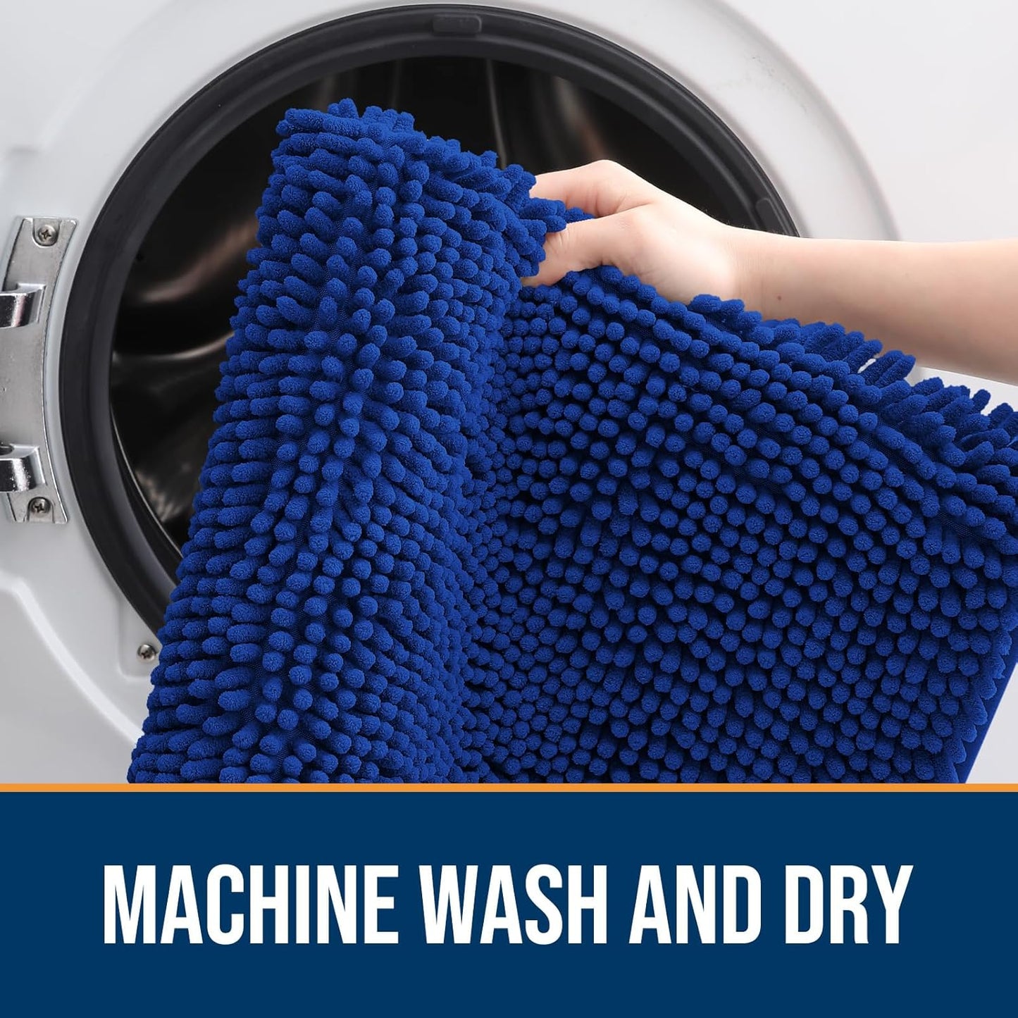 OLANLY Dog Door Mat for Muddy Paws 70x46, Absorbs Moisture and Dirt, Absorbent Non-Slip Washable Doormat, Quick Dry Chenille Mud Mat for Dogs, Entry Indoor Entryway Carpet for Inside Floor, Royal Blue