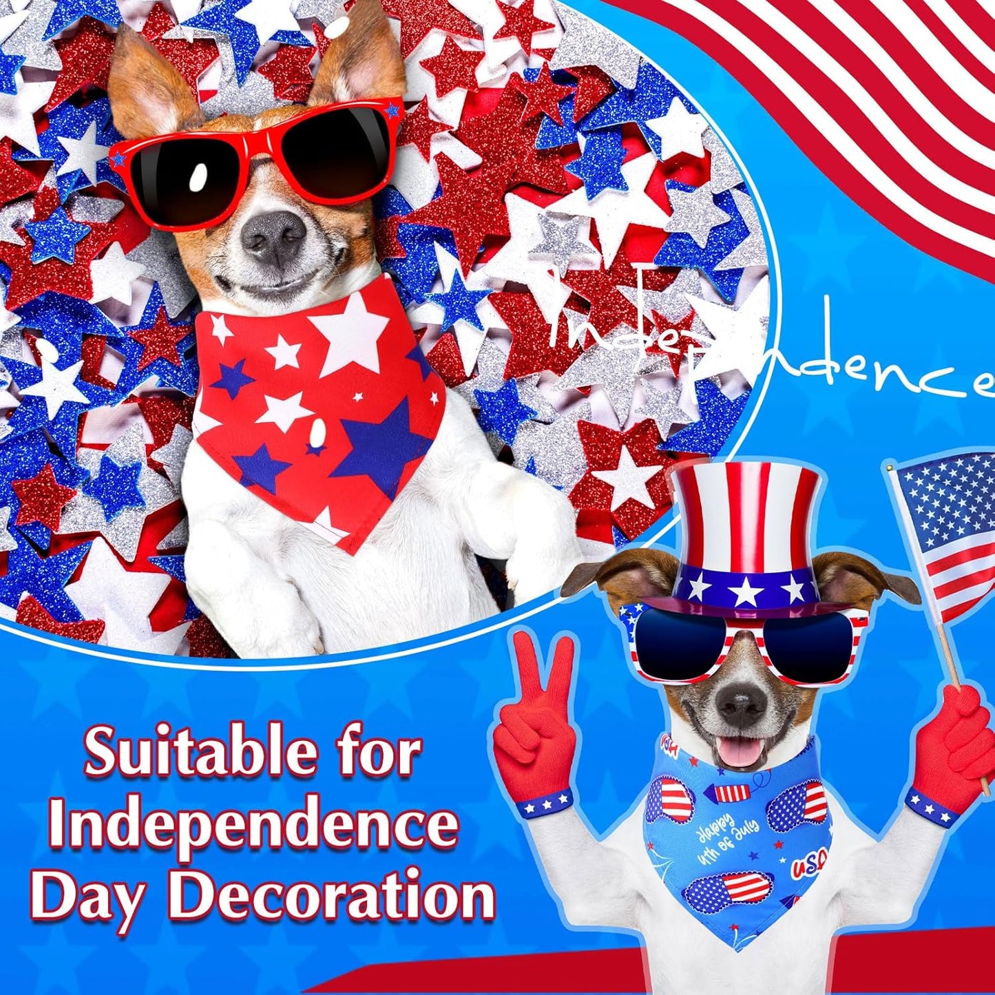 Abbylike 200 Pcs Patriotic Dog Bandanas Bulk Labor Day Bandanas for Dogs Triangle Kerchief Scarf Set for Puppy Small Medium Large Workers' Veterans Day Costume Accessories (25.6 x 17.7 x 17.7 Inch)