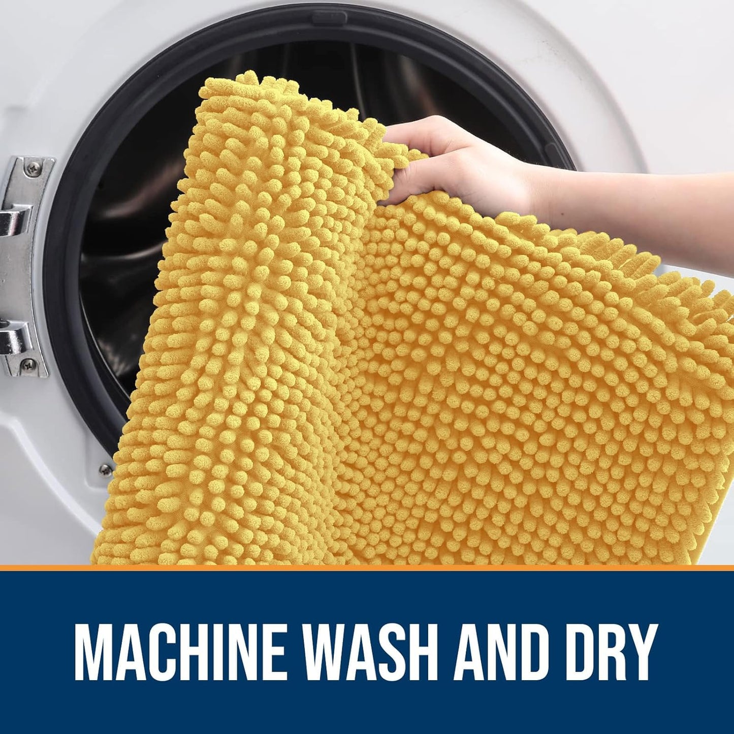 OLANLY Dog Door Mat for Muddy Paws 70x46, Absorbs Moisture and Dirt, Absorbent Non-Slip Washable Doormat, Quick Dry Chenille Mud Mat for Dogs, Entry Indoor Entryway Carpet for Inside Floor, Yellow