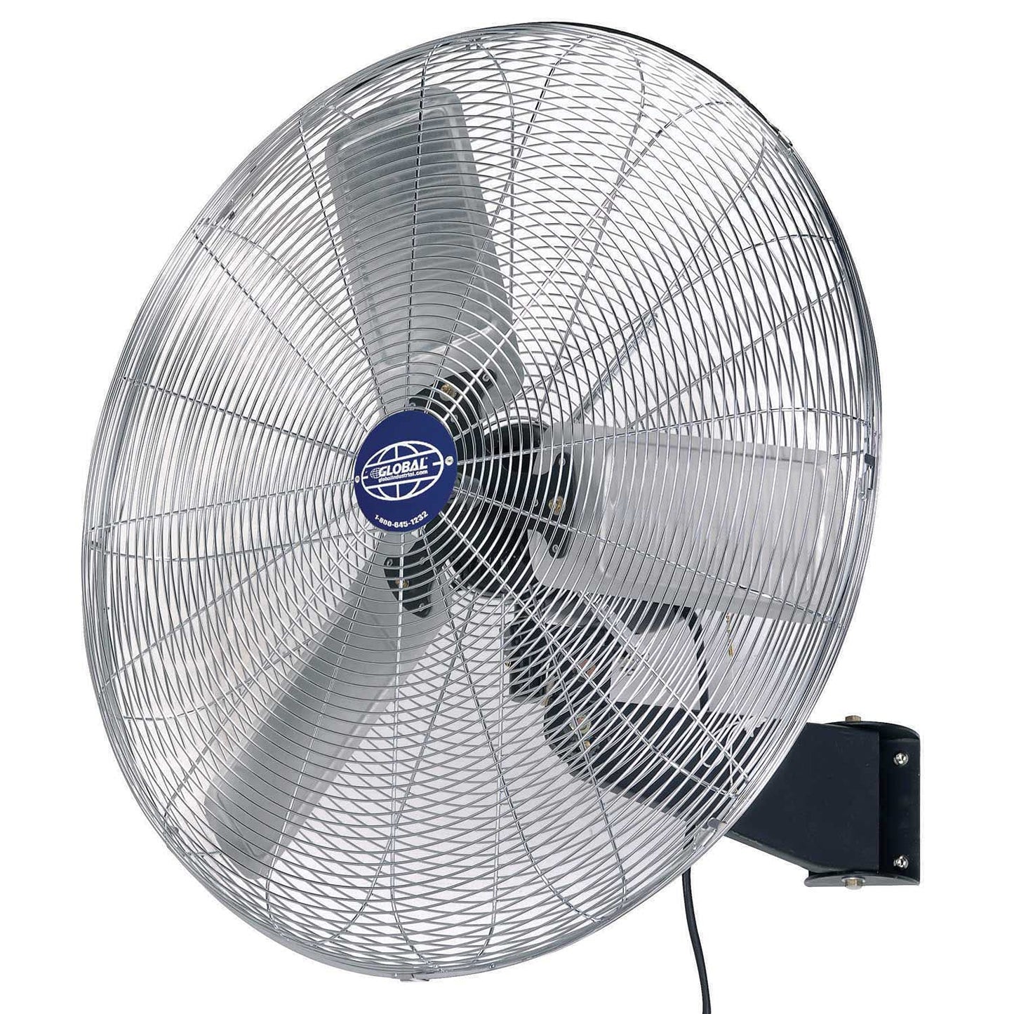 Global Industrial Deluxe Wall Mount Fan, 30" Diameter, Fixed and Oscillating Head, 3 Speed, 10,000 CFM at 1100 RPM, 1/2 HP, Tilting Head, For Indoor Use Only