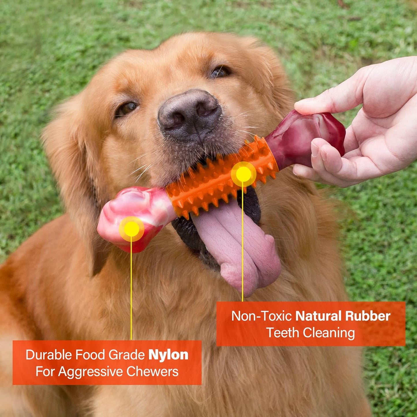 Apasiri Dog Toys for Aggressive Chewers Large Breed 2-Pack: Heavy Duty Chew Toys for Medium Dogs Indestructible Orange Dog Gift with Peanut Butter Flavor