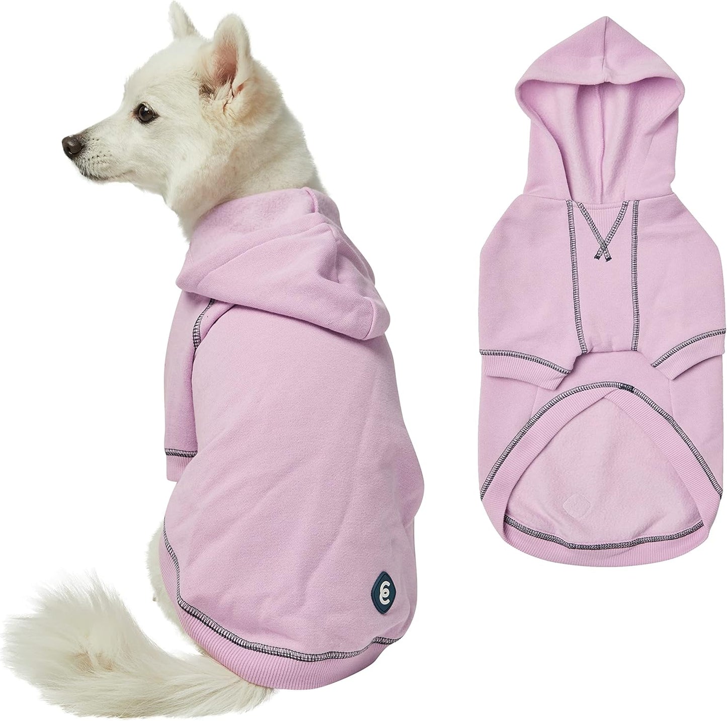 Blueberry Pet Essentials Dog Hoodie – 14 inch, Cotton‑Blend Sweatshirt with Hood, Pink Lilac, Machine‑Washable Small‑Dog Jersey