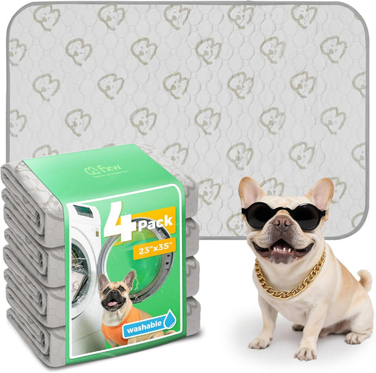 FXW Washable Pee Pads for Dogs, Puppy Pads with Super Absorbent, Specifically Designed for 36inch Cages, 35" × 23" Rectangle, Khaki, 4 Packs