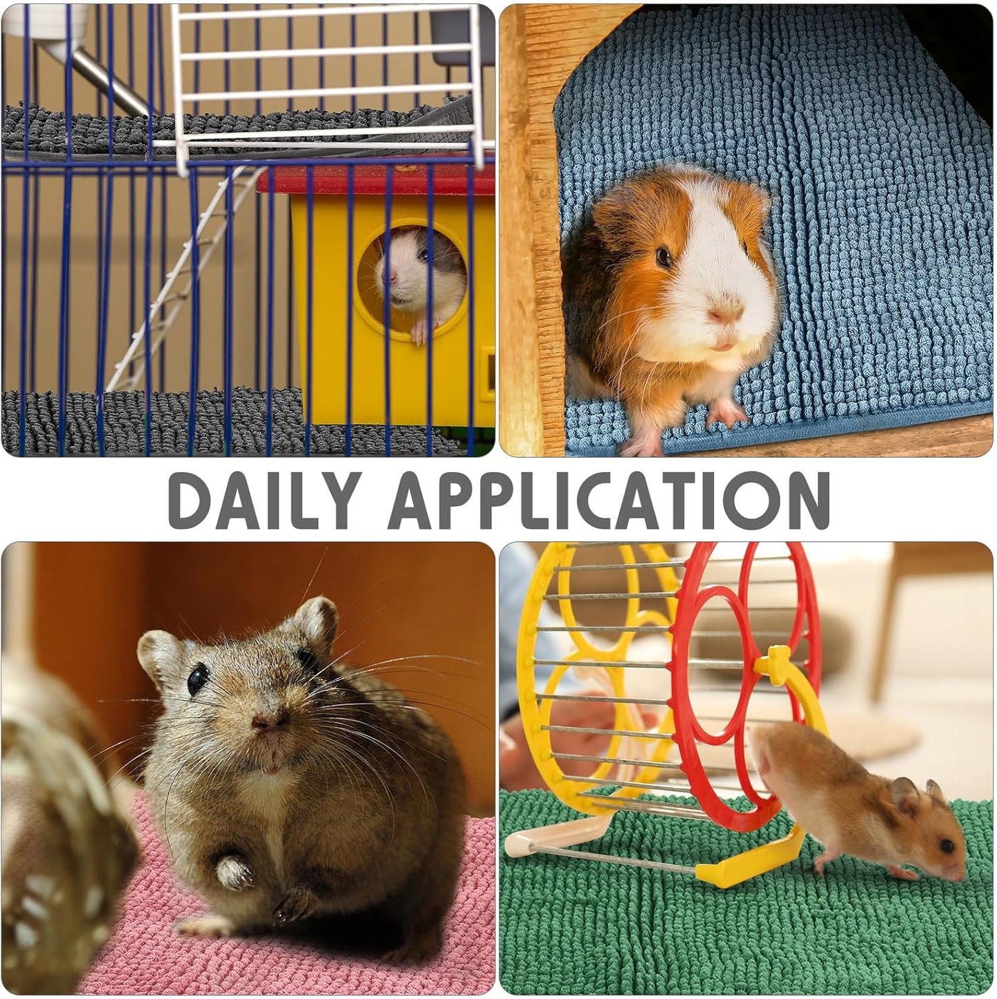 Amylove 4 Pcs Guinea Pig Cage Liner Guinea Pig Bedding Washable Fleece Pee Pads Reusable Small Animals Training Mat Small Animal Sleeping Bed for Bunny Hamster(Mixed Colors,12 x 12 Inch)