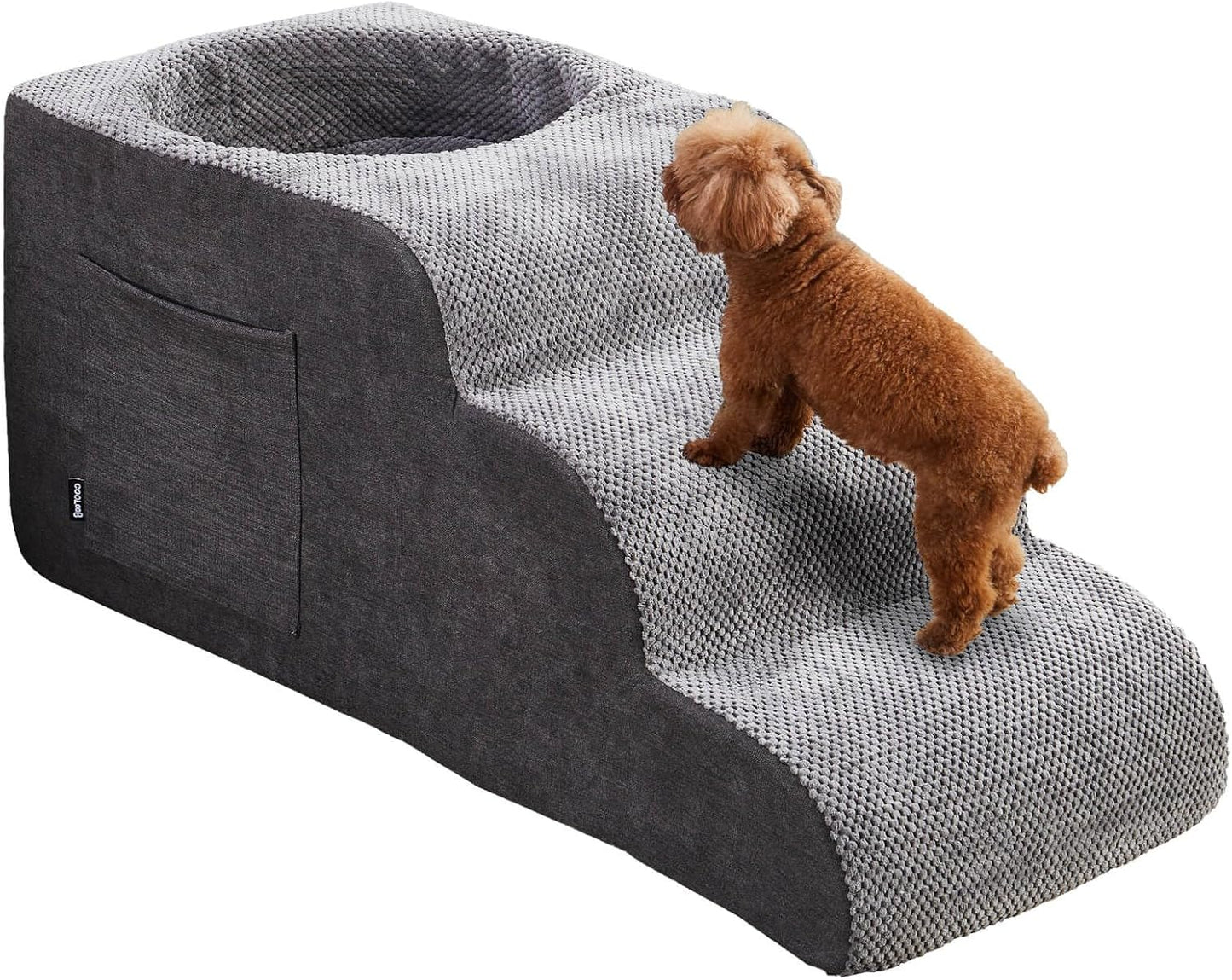 Dog Stairs, Dog Stairs for Small Dogs, 3-Step Pet Stairs, Dog Steps for Bed, Dog ramp, pet Stairs for high beds, Old Dog pet Steps, Non-Slip Pet Step Indoor, Grey