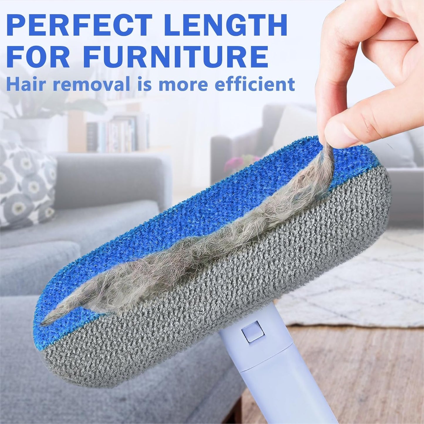 Multifunctional Pet Hair Remover,2 Pcs Carpet Scraper,4 in 1 Dog Hair Remover, Reusable Cat Hair Remover for Dog and Cat,Adjustable Lint Brush for Carpet,Sofa,Bedding,Clothes and Furniture,Blue