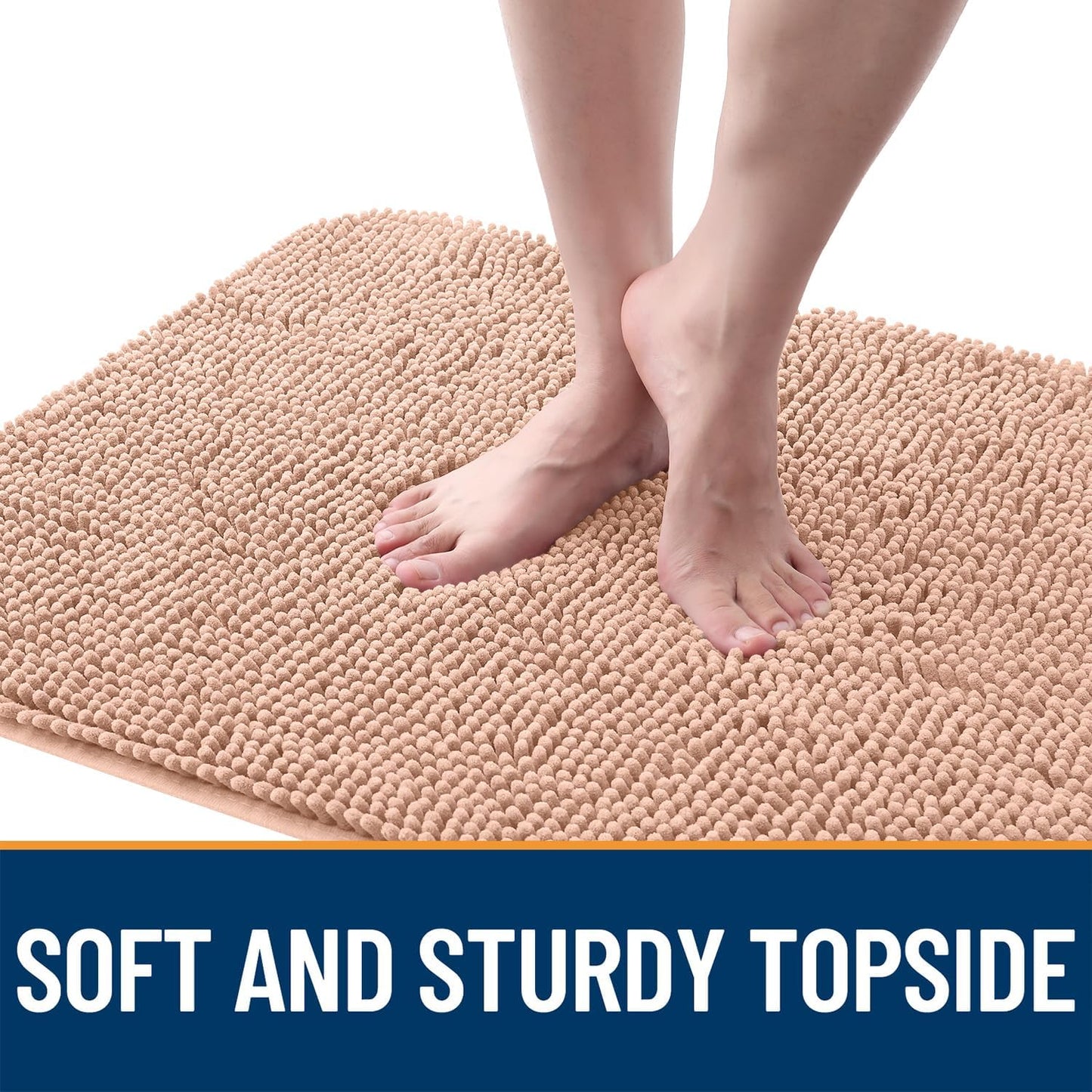 OLANLY Dog Door Mat for Muddy Paws 34x21, Absorbs Moisture and Dirt, Absorbent Non-Slip Washable Doormat, Quick Dry Chenille Mud Mat for Dogs, Entry Indoor Entryway Carpet for Inside Floor, Peach