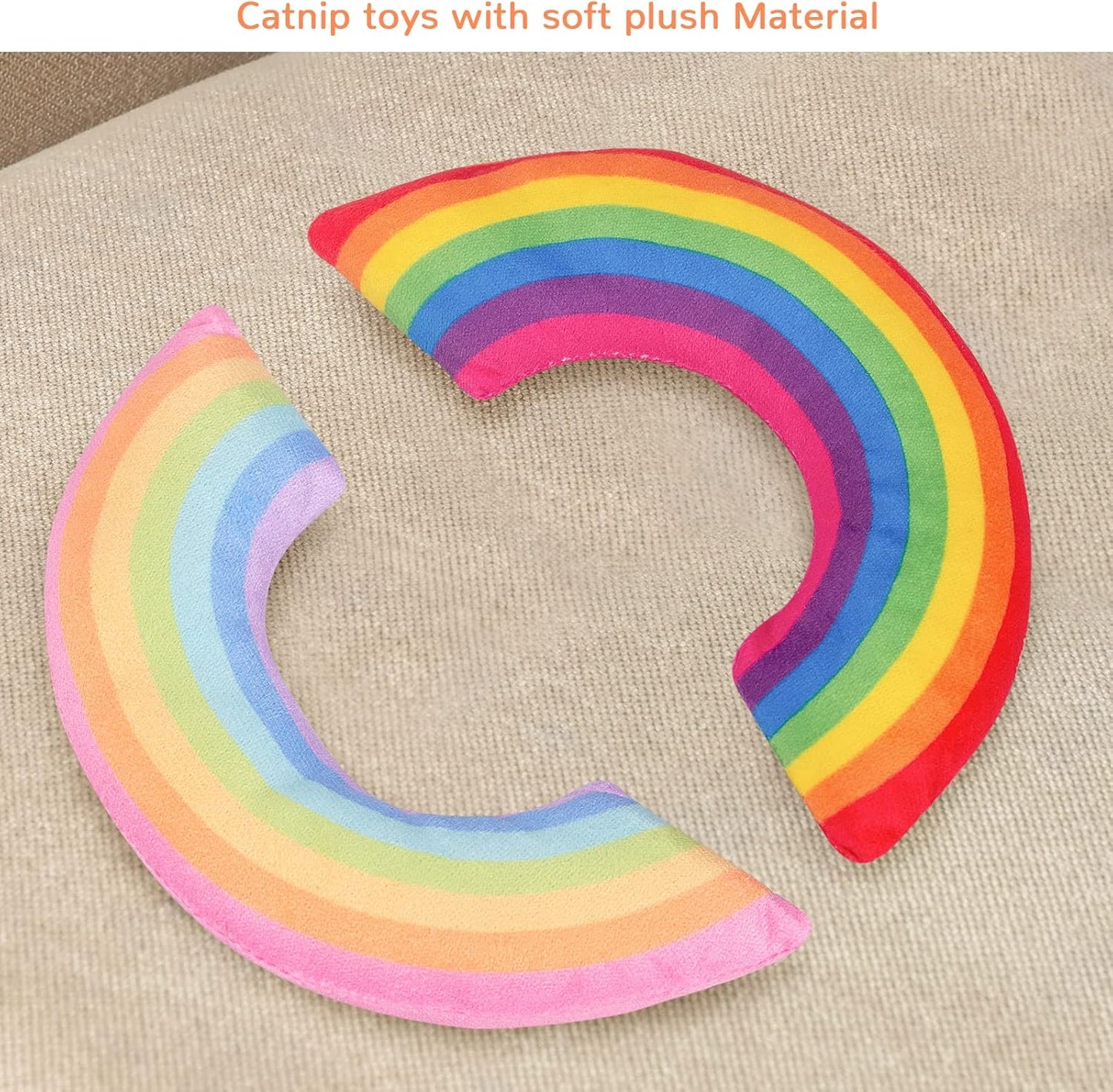 Cat Toys Rainbow Pillows, Catnip Toys for Indoor Cats Kitten, Soft and Durable, Interactive Cat Nip Chew Teeth Toy Kitty Kicker Toys 2 Pack