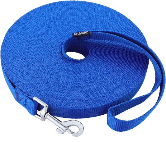 Dog/Puppy Obedience Recall Training Agility Lead - 15ft 20ft 30ft 40ft 50ft Training Leash - Great for Play, Camping, or Backyard - Blue 50ft (Blue, 50 Feet)