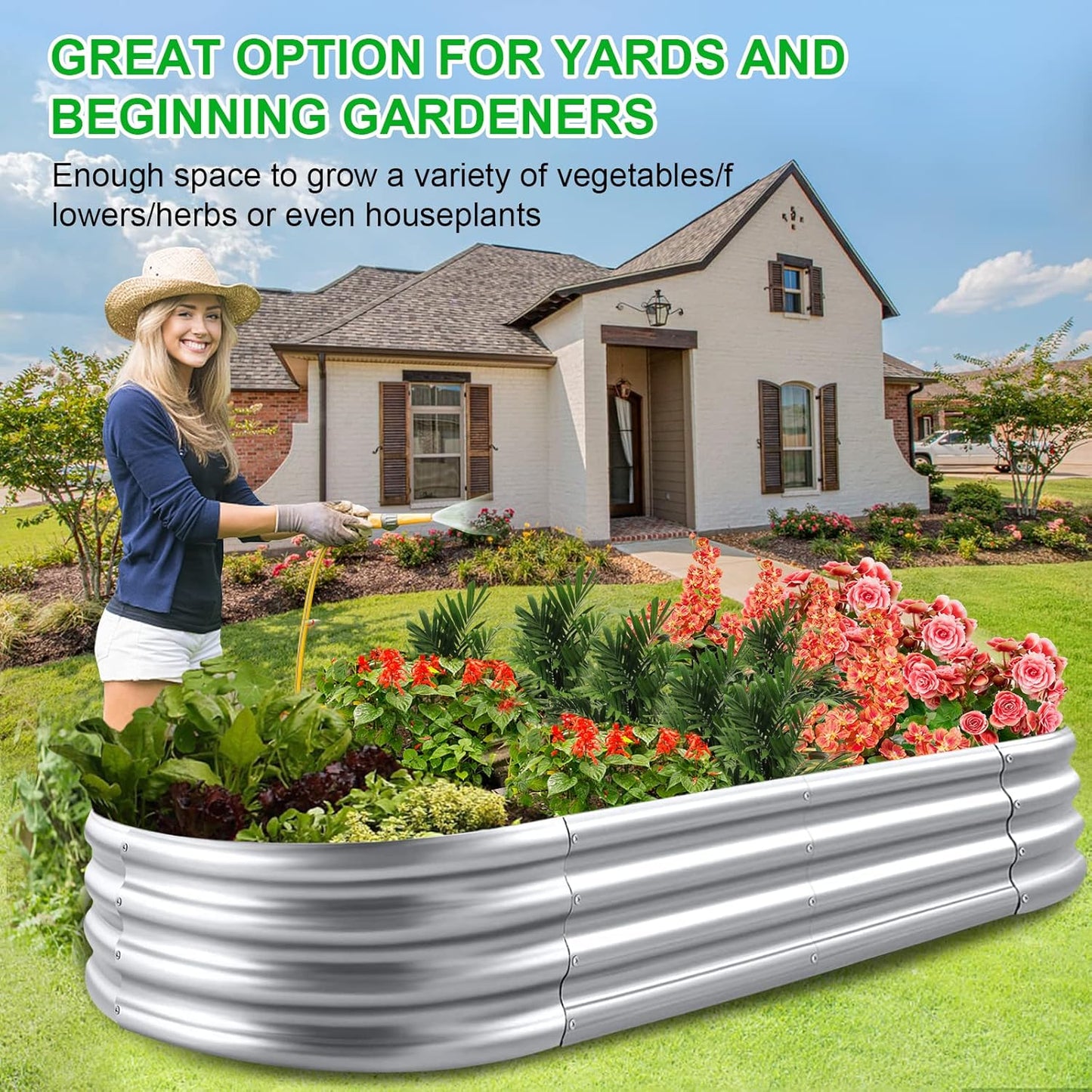 2Pack Raised Garden Bed 6×3×1FT,Galvanized Planter Box Oval Large Matel Steel Backyard Beds Outdoor for Vegetables,Flowers,Herbs,Plant