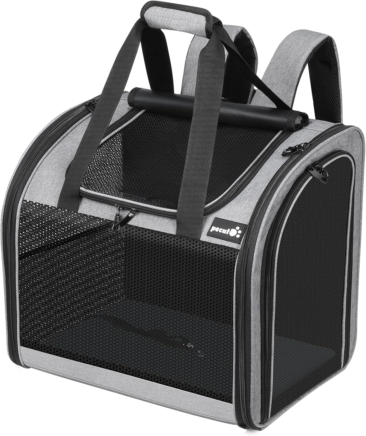 Pecute Cat Backpack with Widened Interior Space, Upgraded Dog Backpack Carrier with Various Ways to Carry, Pet Backpack with Breathable Mesh, Pet Travel Carrier with Soft Padded, Reinforced Support