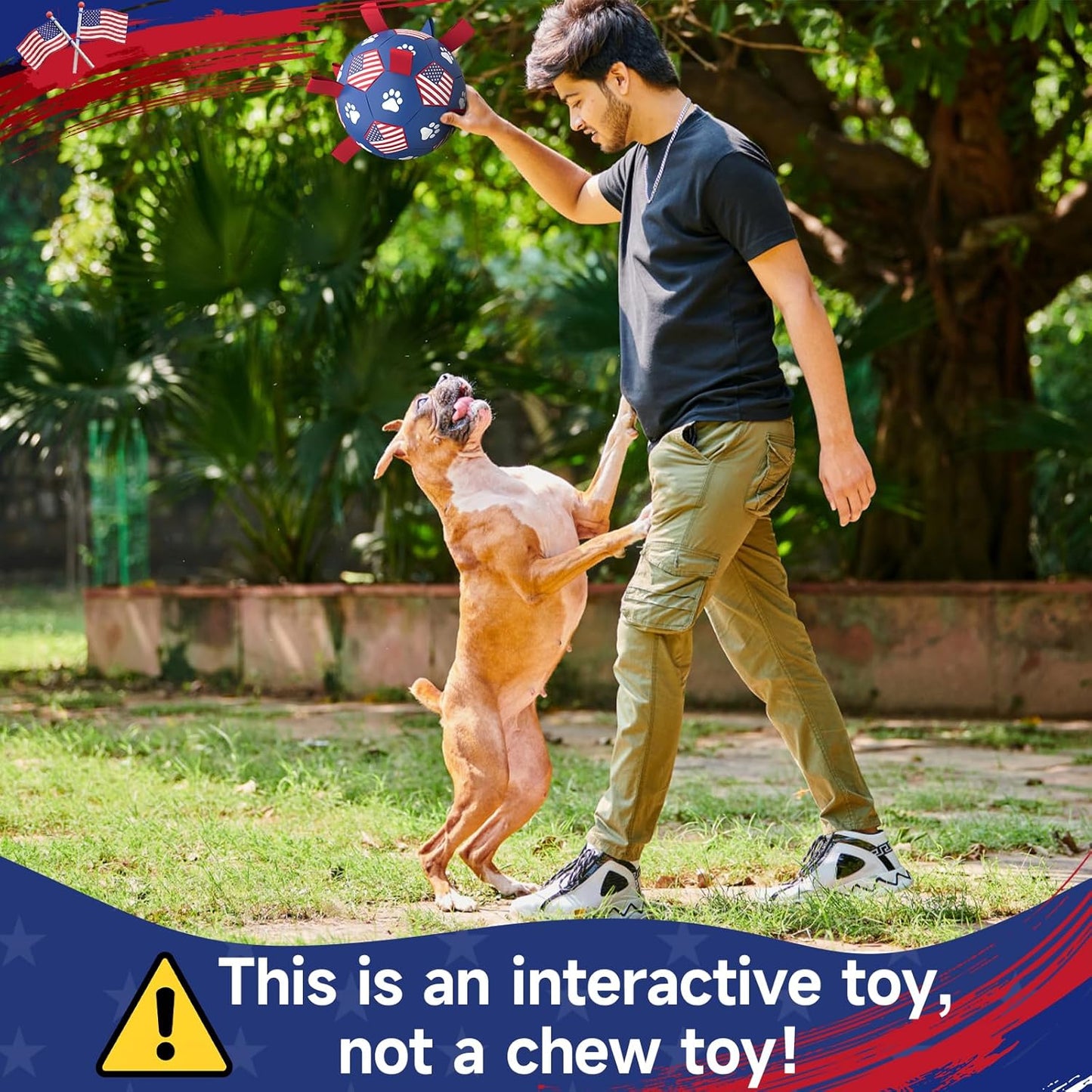 QDAN Dog Toys, Soccer Ball with Straps, Durable Dogs Balls for Extra Large Breeds, Beach Pool Water Toy, Dog Birthday Gifts, Herding Balls (9 Inch)