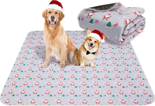 Aitmexcn Christmas Washable Pee Pad for Dogs, 2PCS 48x48in Xmas Super Absorbent Reusable Puppy Pads Pet Training Pads, Waterproof mats for Playpen, Crate, Whelping Box, Potty Training