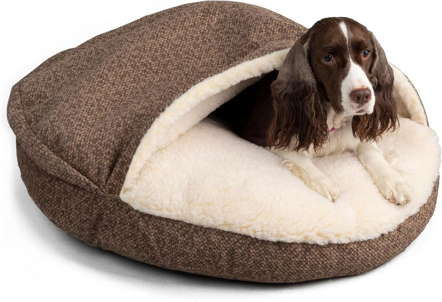 Snoozer Luxury Microsuede Cozy Cave Pet Bed, Show Dog Collection, Large, Merlin Camel