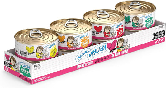 Weruva BFF Minced Natural Wet Cat Food, Batch O Besties Variety Pack, 5.5oz Can, Pack of 8