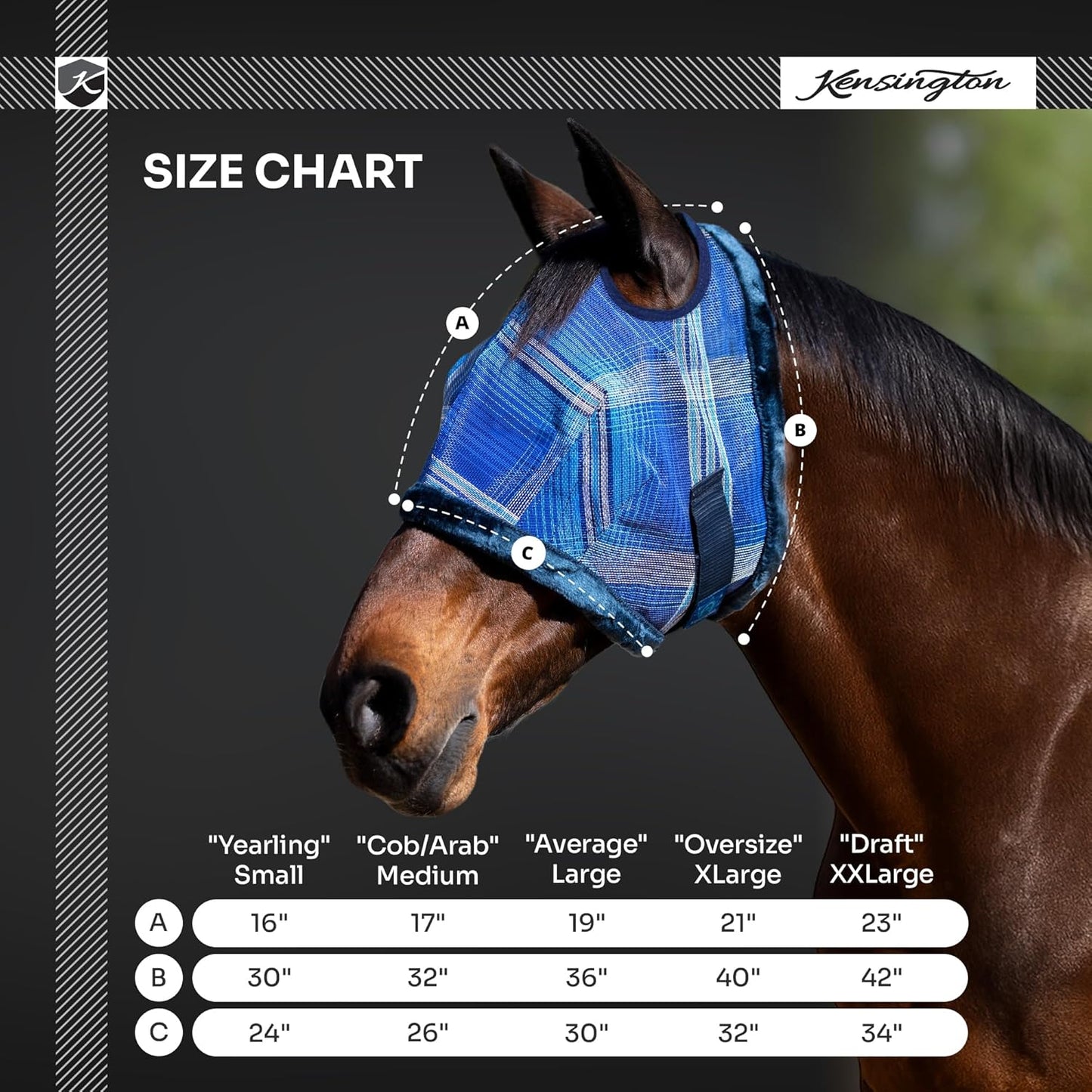 Kensington UV Fly Mask with Fleece Trim - Protective Mask with Dual Ear Opening & Forelock Freedom - Medium, Desert Sand