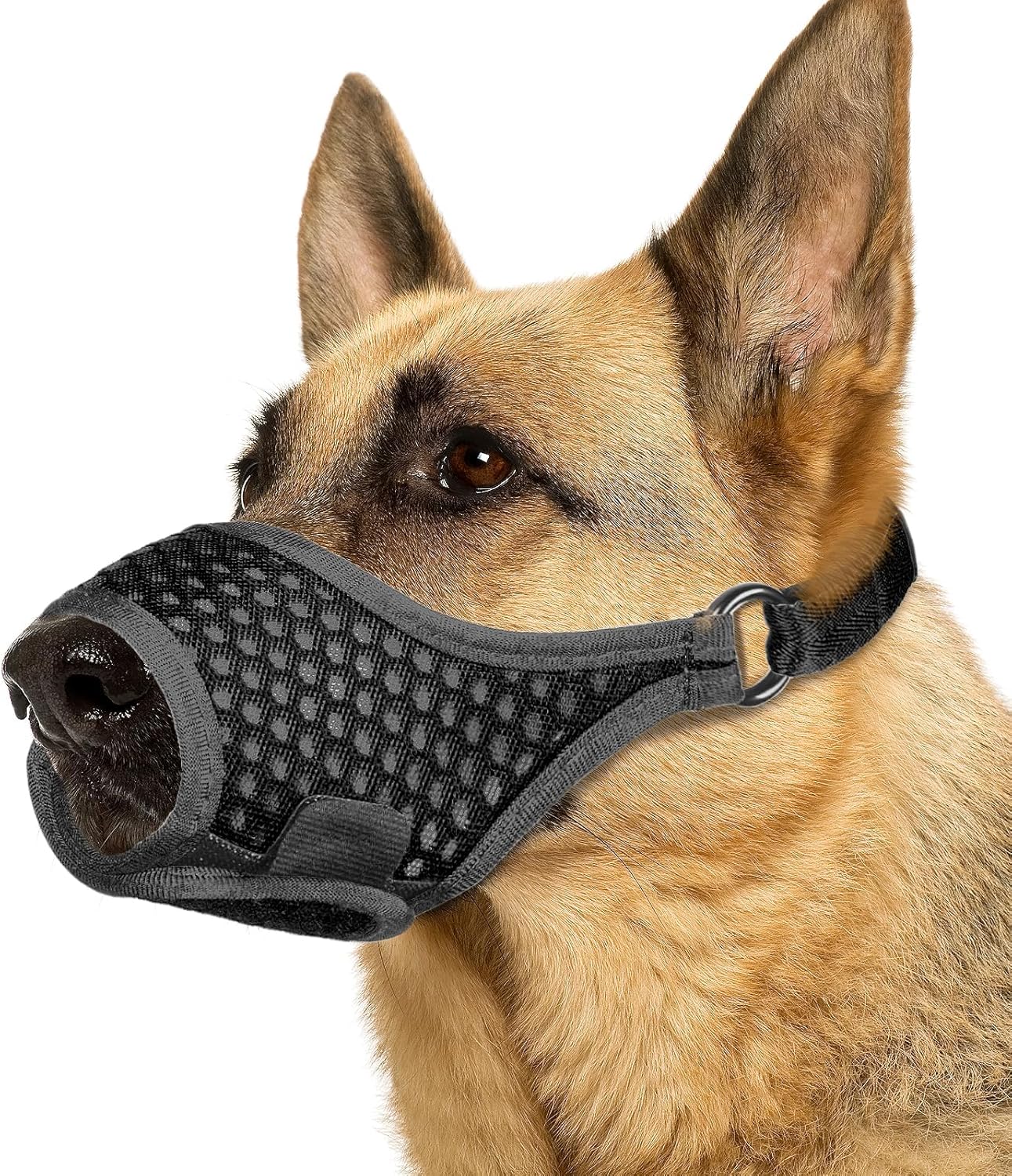 LUCKYPAW Soft Muzzle for Medium Large Sized Dogs Labrador German Shepherds, Dog Muzzle to Prevent Biting Chewing, Adjustable Mouth Guard for Grooming Walking Training(Black, L)