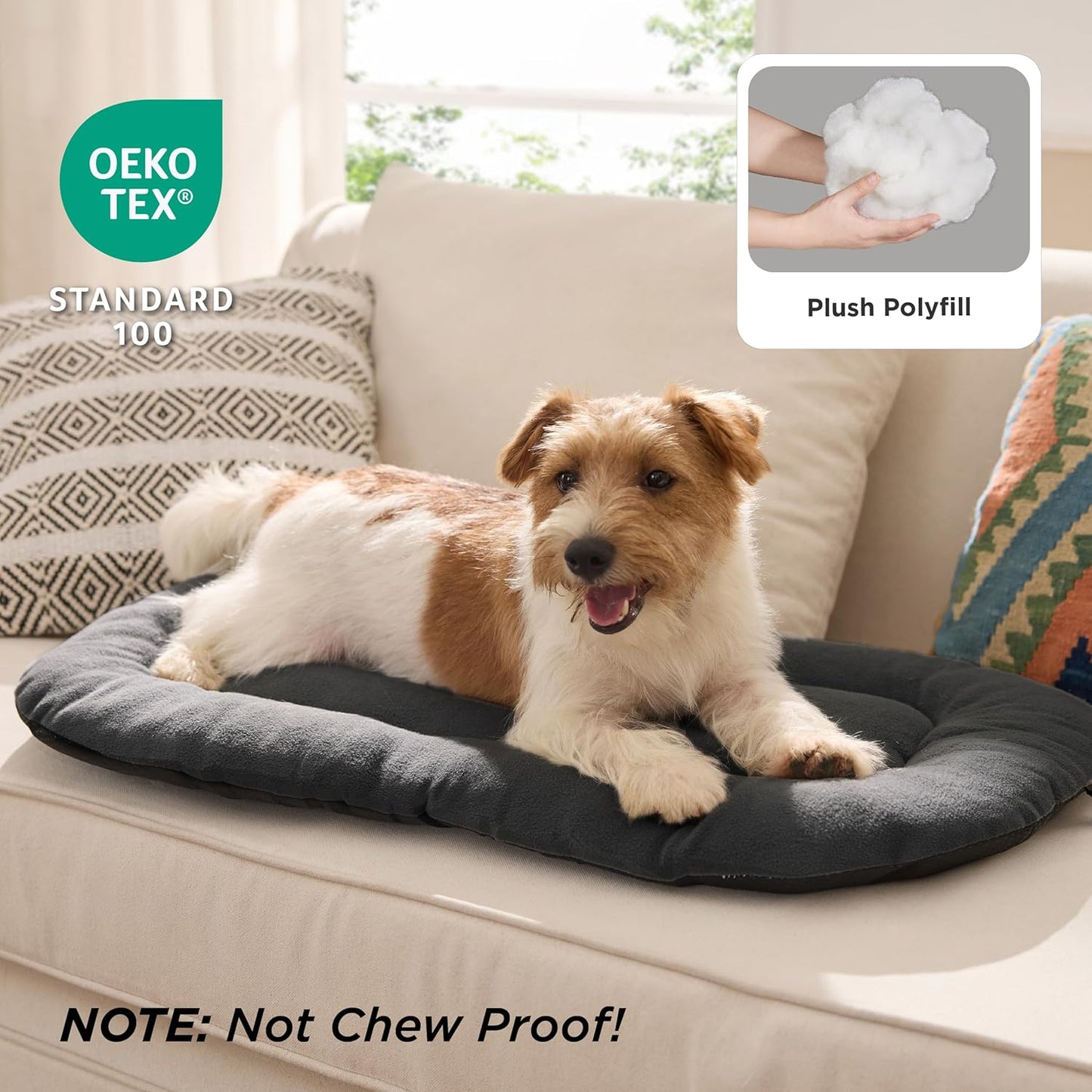 Bedsure Washable Dog Crate Pad for Extra Large Dogs, Anti-Slip Puppy Kennel Dog Bed for Crate - Ultra Soft Fleece Flat Thin Pet Mat (Not Chew Proof), Grey XXL 47"x29"