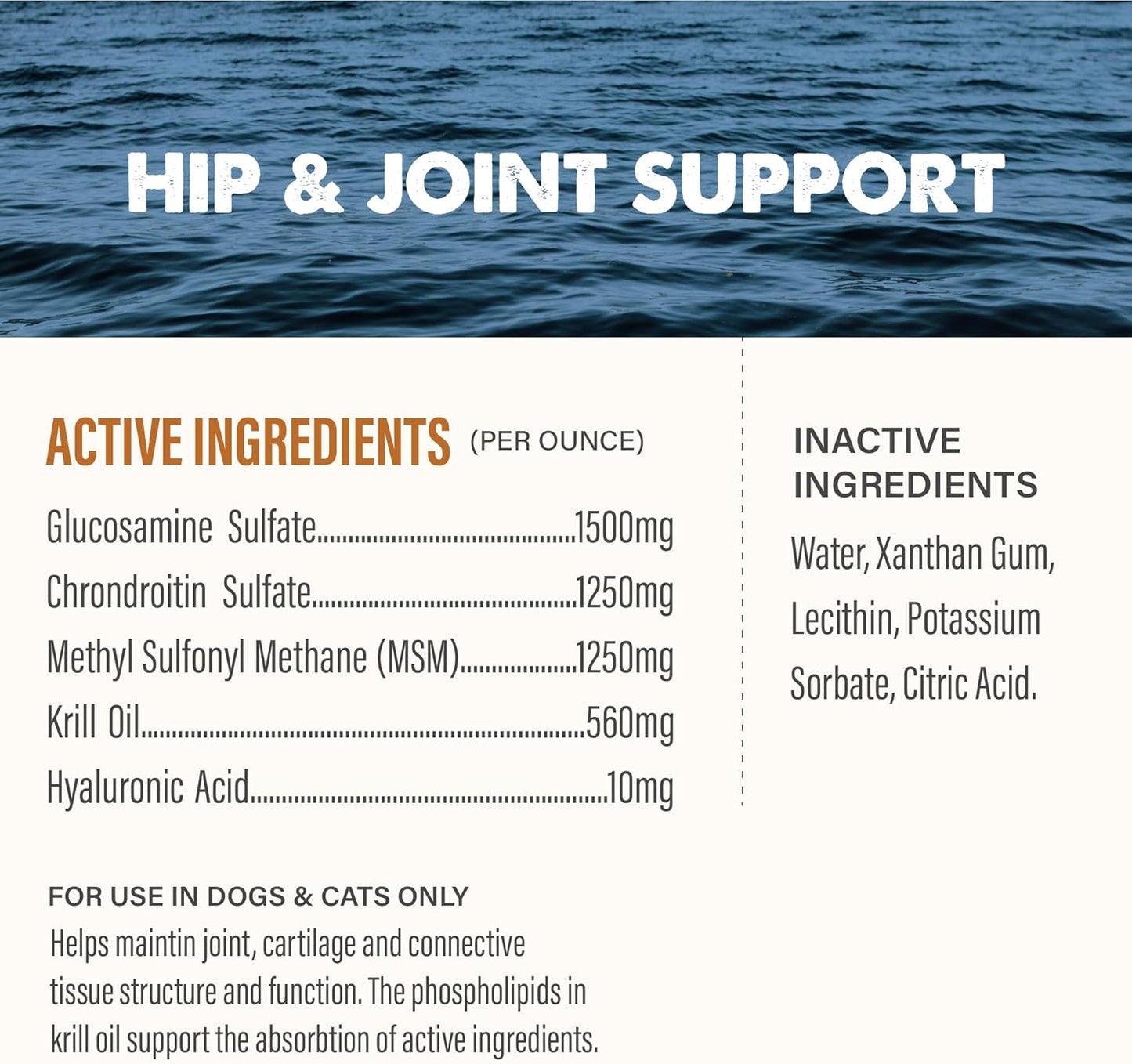 Grizzly Pet Products Joint Aid Liquid Hip and Joint Health Supplement Product for Dogs and Cats, 32 Ounce