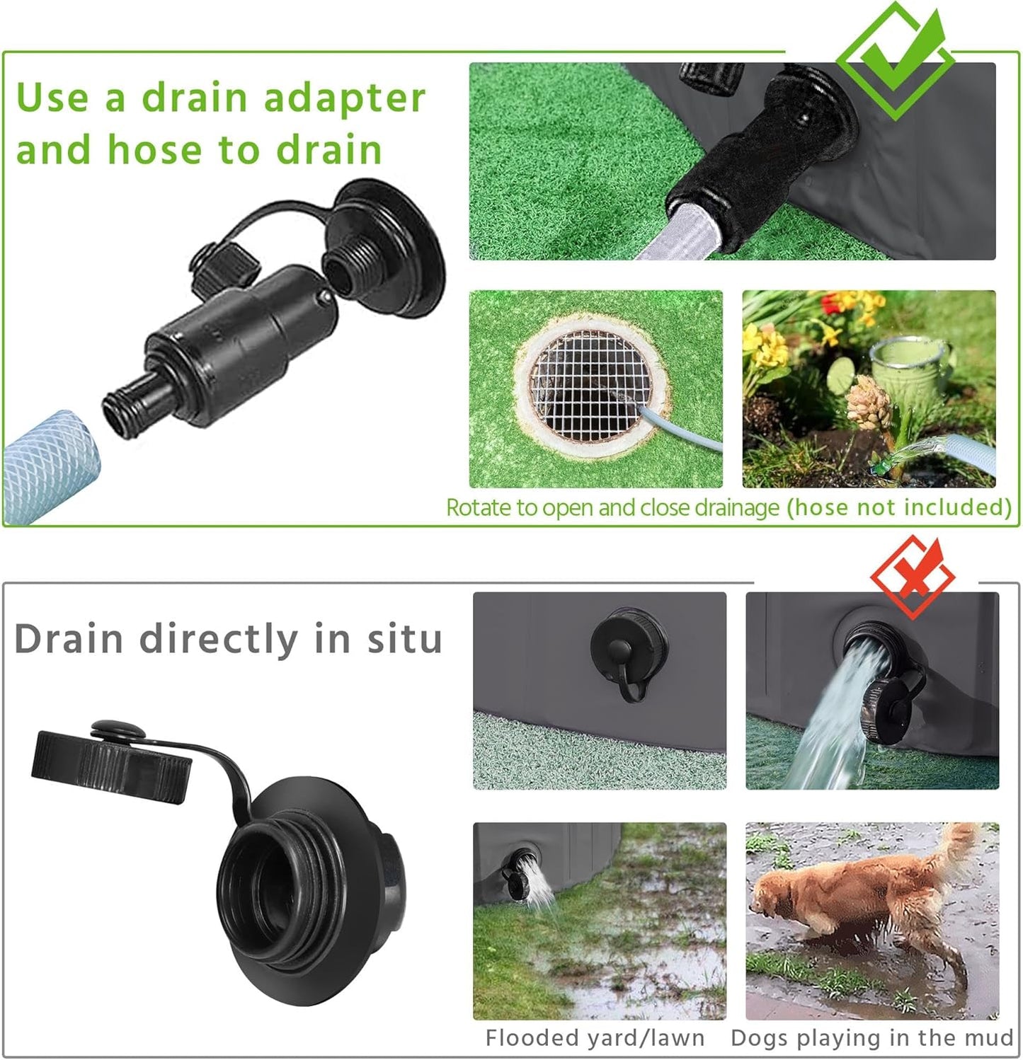 Yaheetech Black Hard Plastic Dog Pools for Small Medium Large Dogs Puppies Pet Collapsible Bath Pool Tub for Outdoor/Home Use, Pet Repair Patches Included, XL