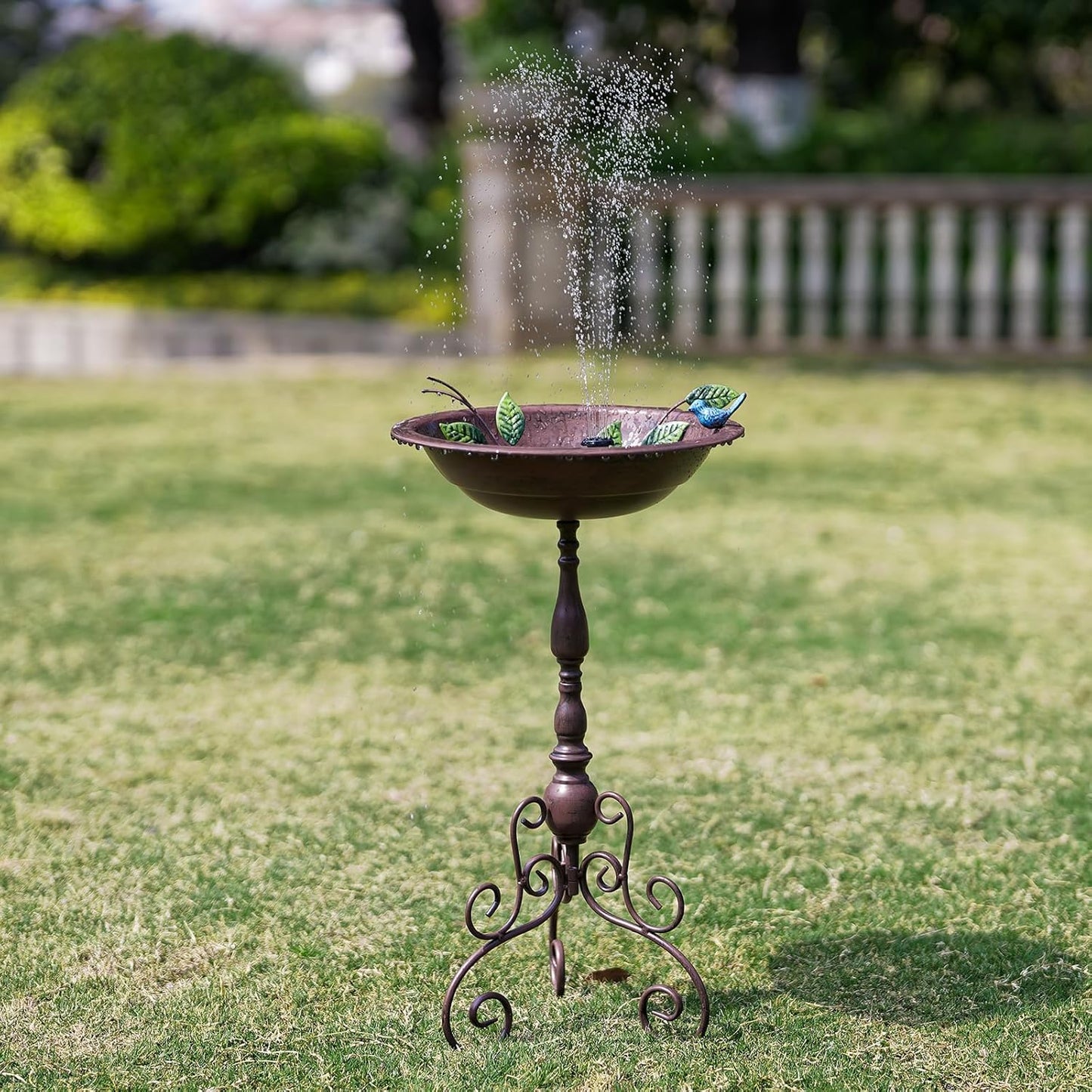 Pedestal Bird Bath for Outside, Metal Birdbath with 13" Dia Bowl, 17" H Bird Baths for Outdoor, Freestanding Bird Feeder for Garden Patio Yard Decor, Copper