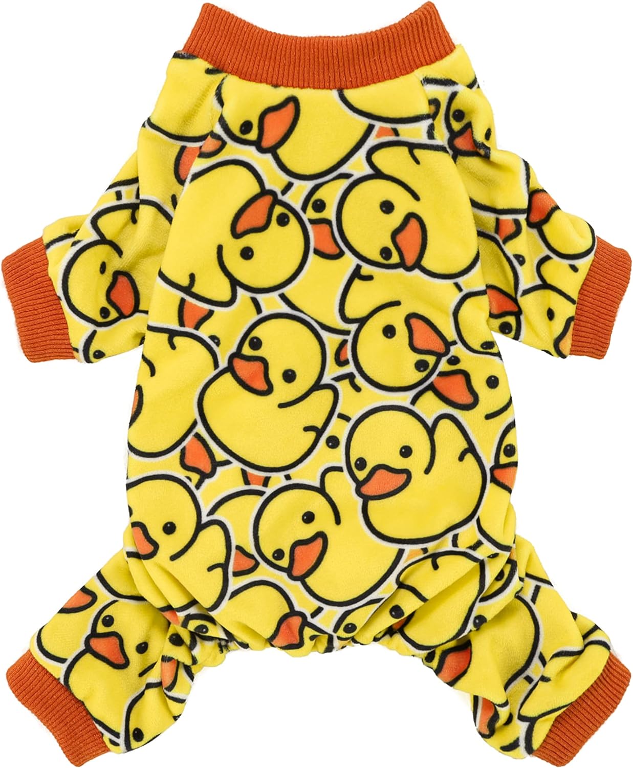 Fitwarm Funny Duck Dog Pajamas, Dog Winter Clothes for Small Dogs Girl, Lightweight Velvet Pet Jumpsuit, Cat Onesie, Yellow, XL