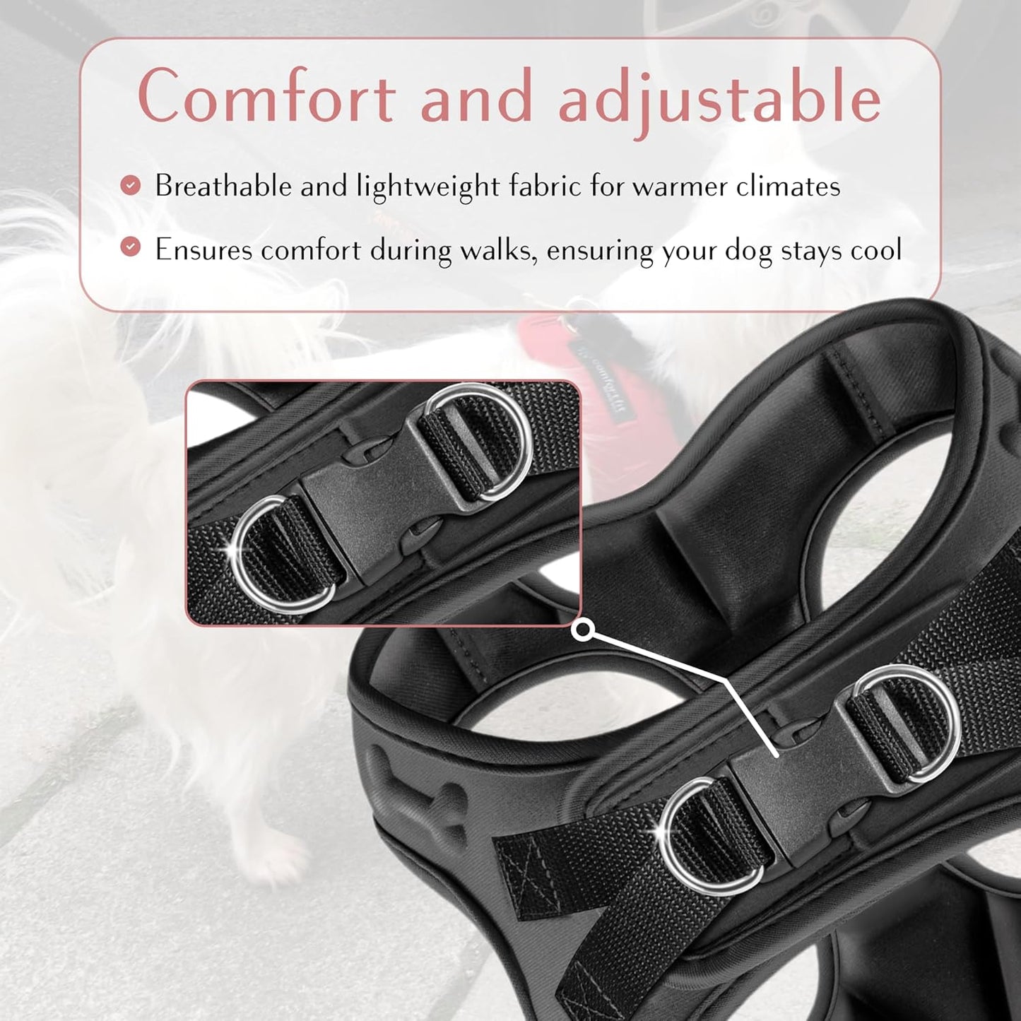 Comfort fit Step-in Dog & Puppy Harness - Comfortable All Weather Dog Vest Harness: Adjustable, Soft Padded, Easy to Put-on for Small, Medium-Sized Dogs.