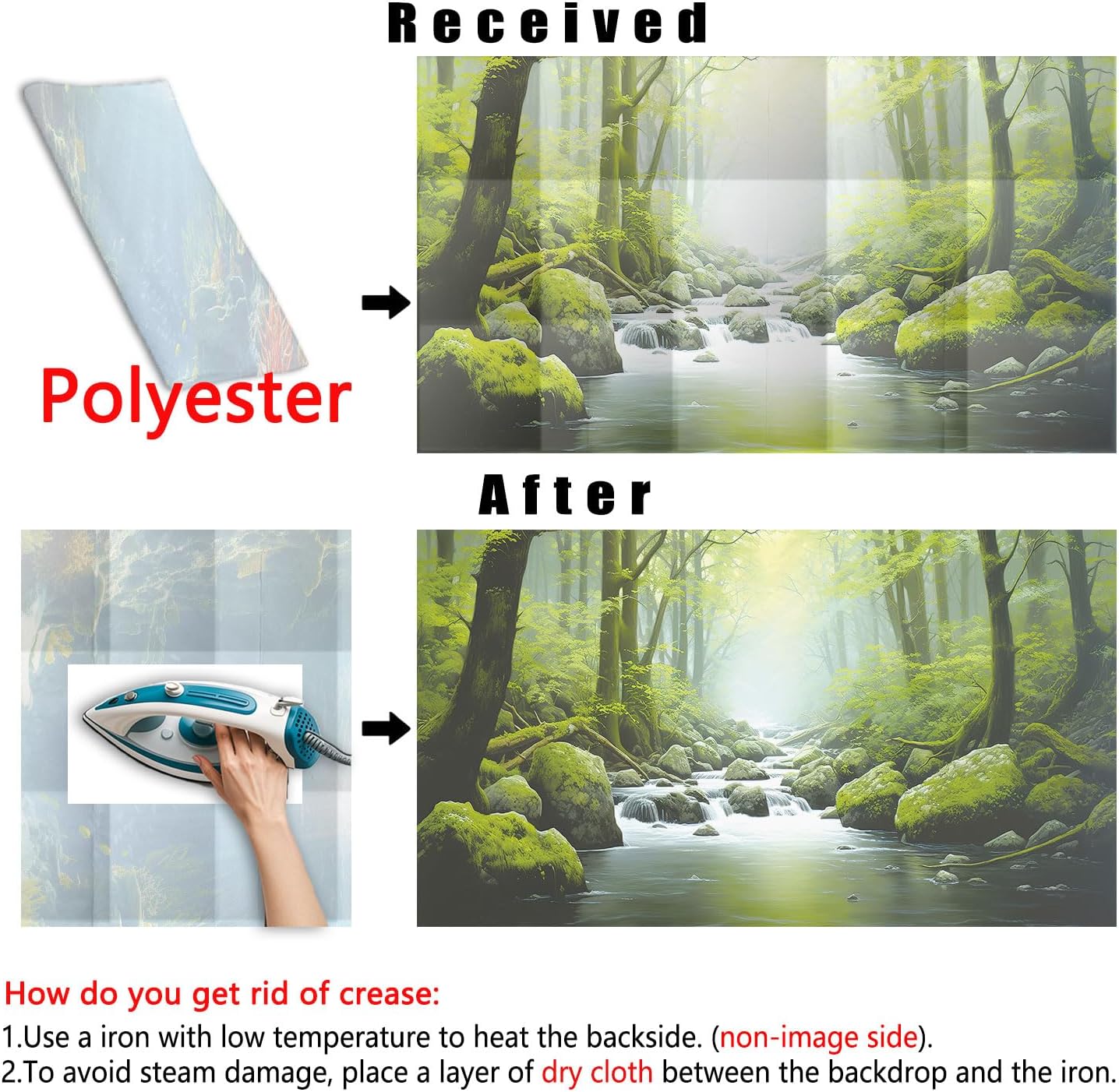 72X16IN Tropical Forest Terrarium Background, Natural Green Forest Tree Reptile Habitat Background, Misty Rainforest Aquarium Background, with 8 EVA Double-Sided Tape