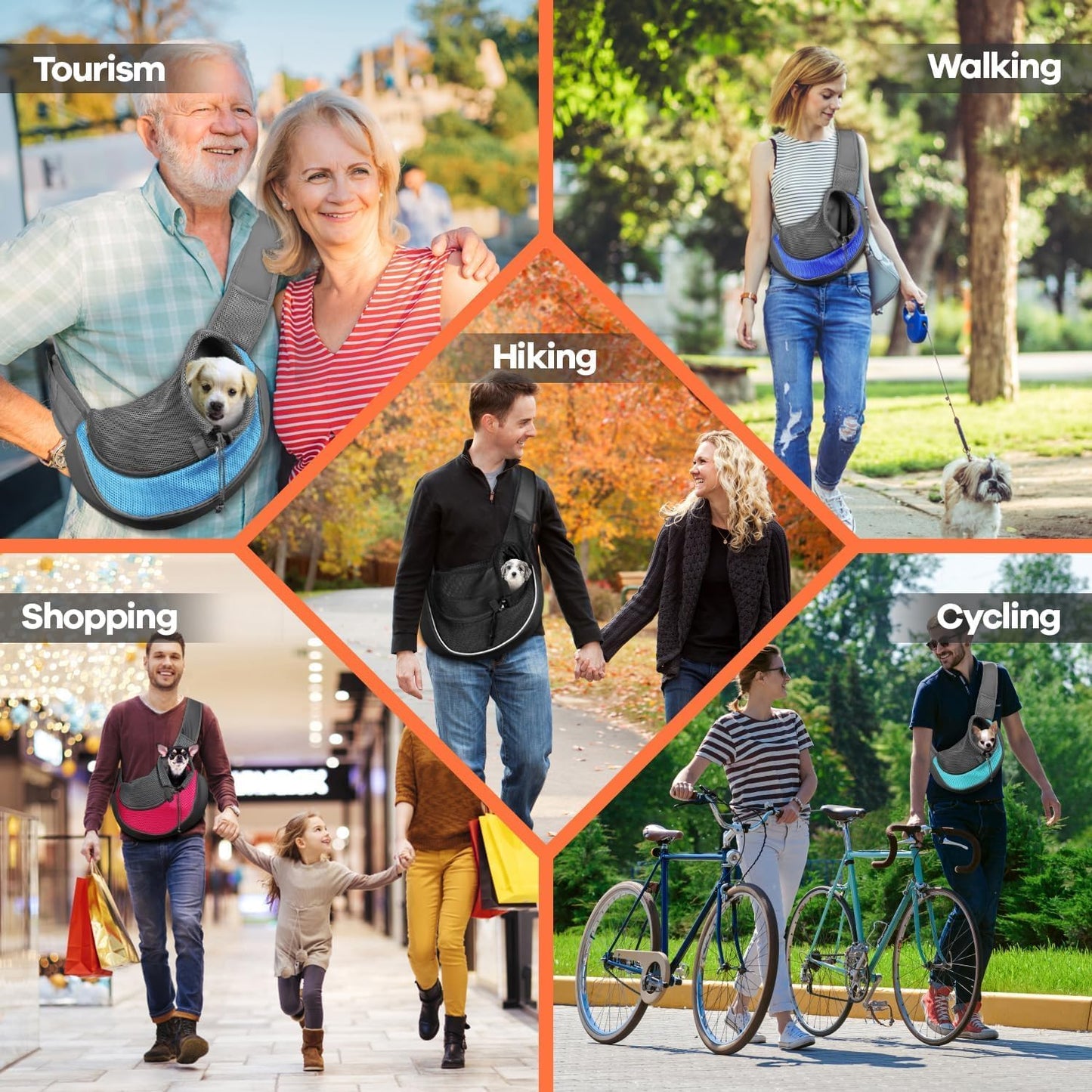 YUDODO Pet Sling Carrier for Small Dogs & Cats – Hands-Free Puppy Carrier with Safety Hook, Large Zipper Pocket, Soft Breathable Mesh, Adjustable Strap & Reflective Strip (Blue 1.0 L)