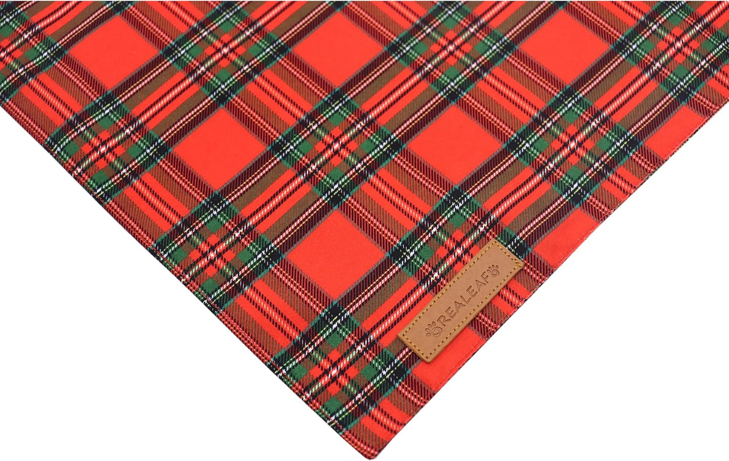 Realeaf Christmas Dog Bandanas 2 Pack, Reversible Red Green Plaid Dog Scarf, Xmas Pet Bandana for Boy and Girl, Premium Durable Fabric, Holiday Check Bandana for Small and Medium Dogs Pets (Small)