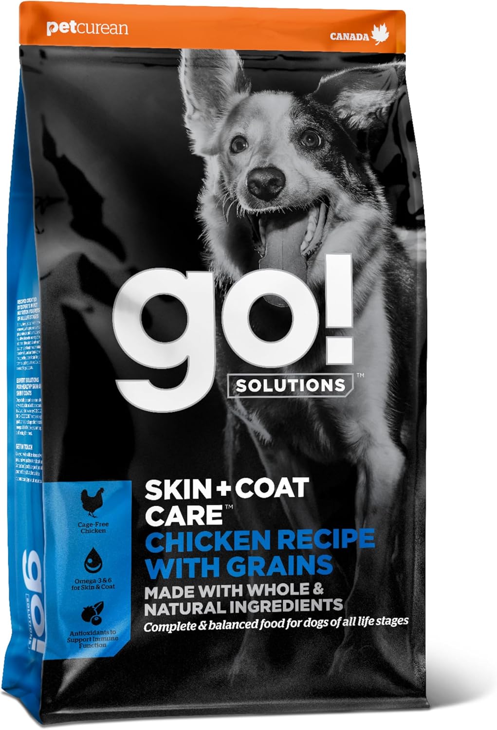 Go! Solutions Skin + Coat Care, Dry Dog Food, Chicken Recipe with Grains, 3.5 lb Bag