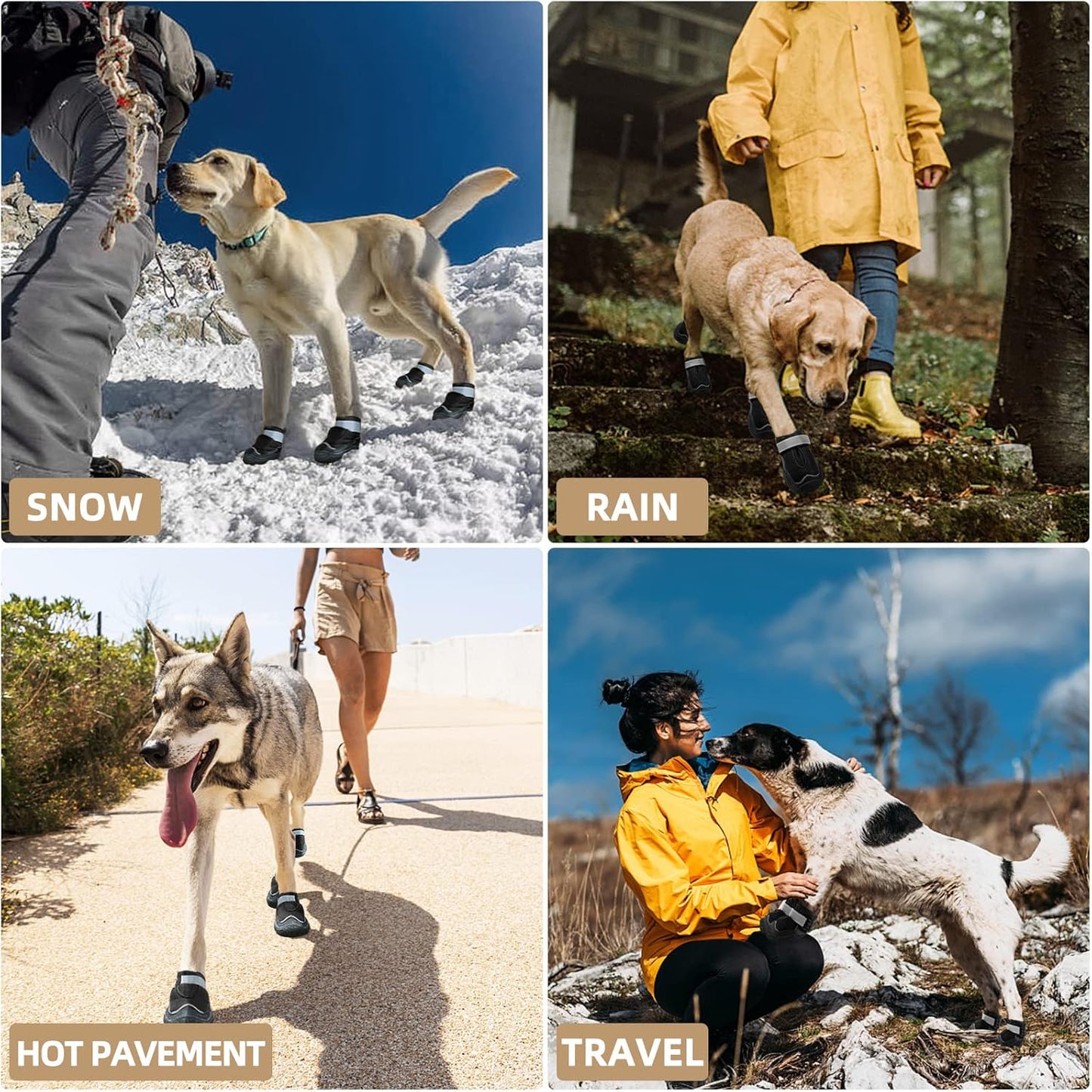 Hcpet Dog Boots for Large Dogs, Dog Shoes for Hot Pavement Winter Snow, Paw Protector Dog Booties Designed for Comfort and Breathability, Outdoor Booties for Small Medium Dogs for Hiking Black Size 5