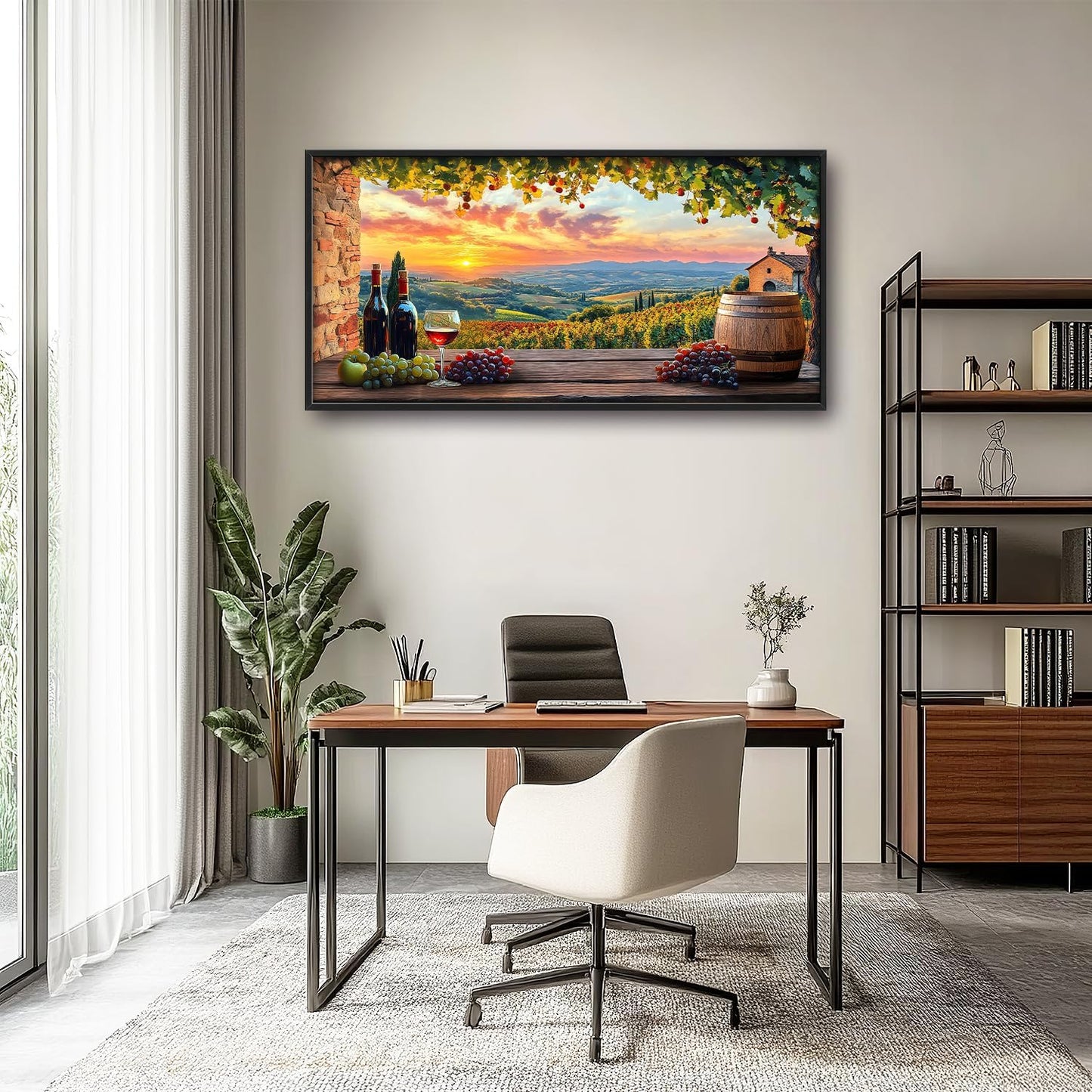 Large Sunrise Landscape Wall Art for Living Room, Sunset Scenery Canvas Oversized Wall Decor for Dining Room, Farmhouse Framed Pictures Painting Print Artwork for Bedroom Office 60L" x 30W"