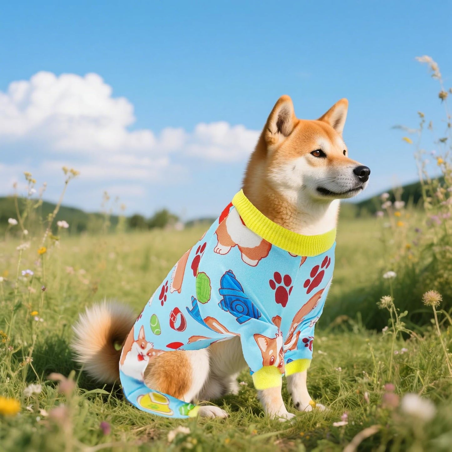 2PCS Dog Pajamas for Extral Large Dog Pjs Clothes Puppy Onesies Outfits Pet Jammies Boy Girl Male Female Apparel Soft Strechy Paw Bone Print XL