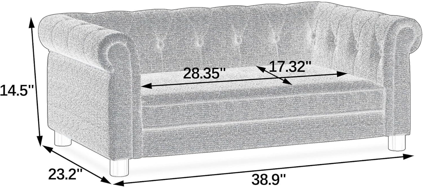 Dog Sofa Couch for Medium to Large Dogs, Memory Foam Pet Sofa Couch with Washable Fabric, Durable Elevated Dog Bed with Legs, Removable Cushion for Medium and Large Dogs, Brown