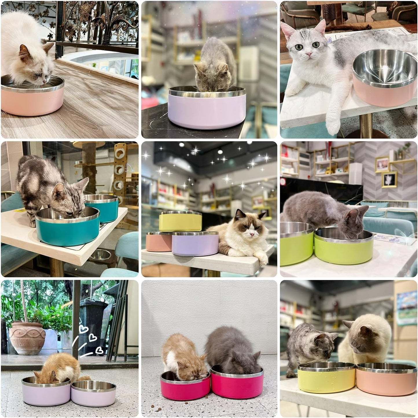 IKITCHEN Dog Bowl for Food and Water, 40 Oz Stainless Steel Pet Feeding Bowl, Durable Non-Skid Insulated Heavy Duty with Rubber Bottom for Medium Large Dogs (40 Ounces/5 Cup, Light Purple)